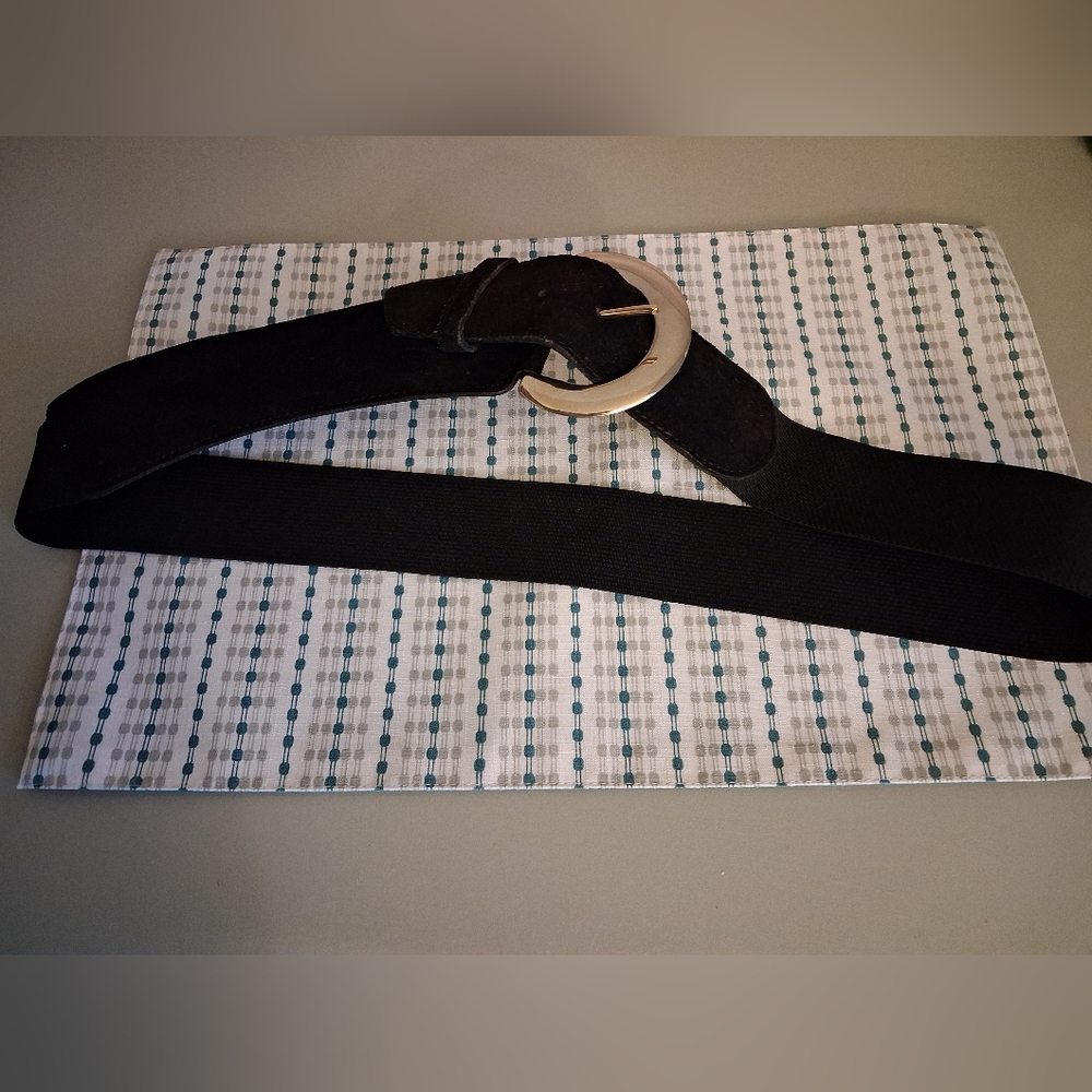 Vintage CIRCA Y2k Retro Leather Suede Corset Belt Wide Waist Stretch